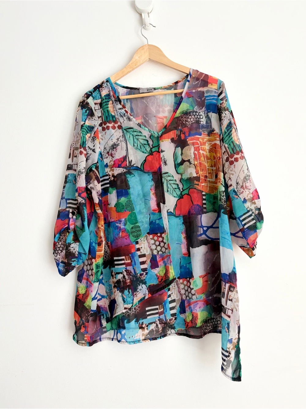 Zoé Wearable Art Abstract Tunic Blouse L